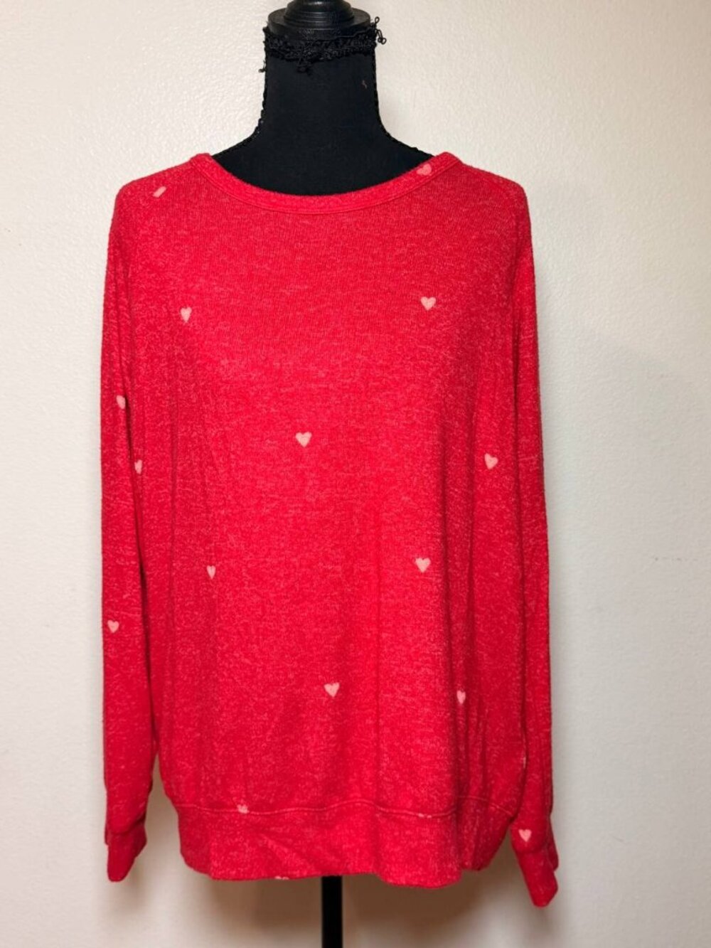 Buffalo David Bitton Red Heart Print Sweater Cozy Coquette Valentines Top M